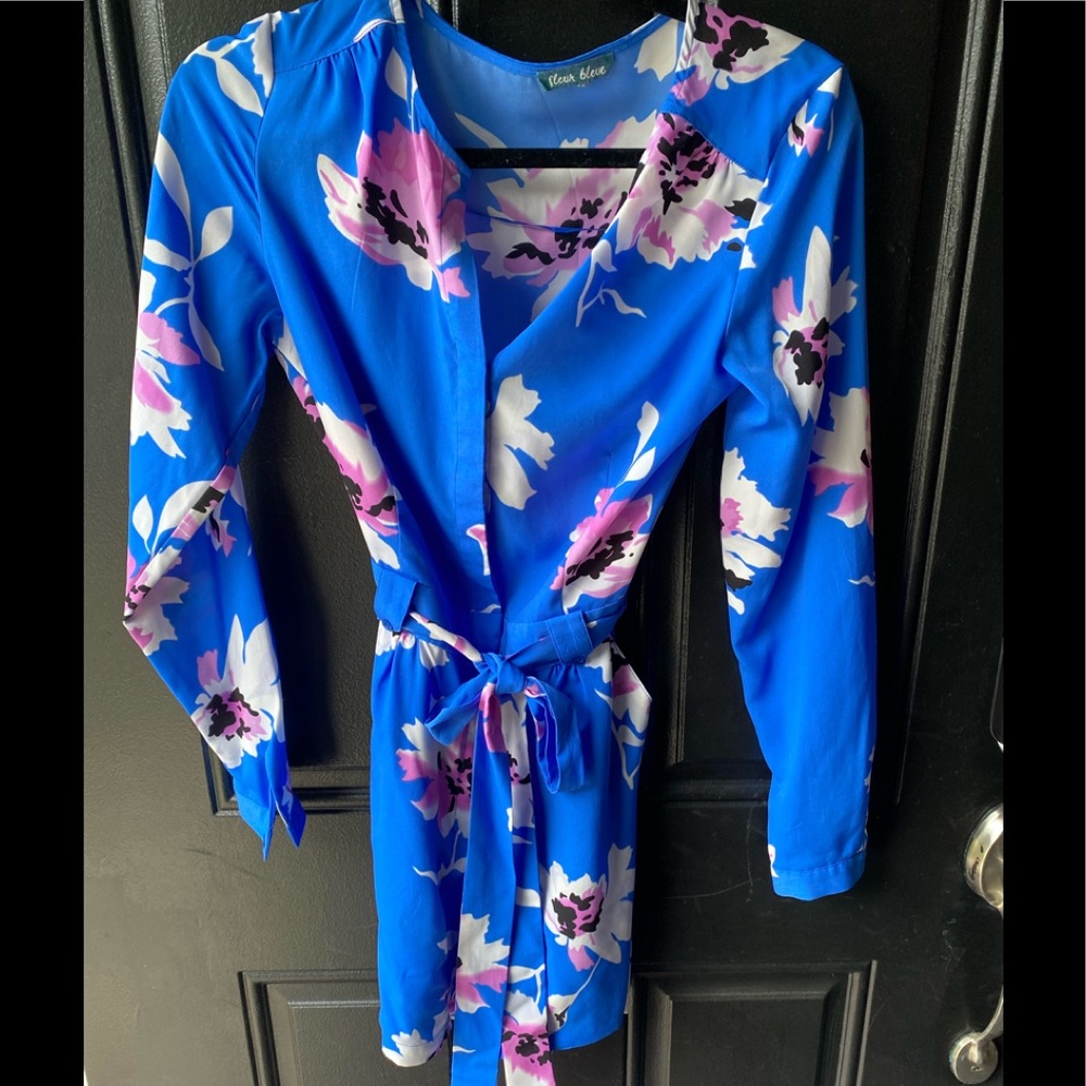 Fleur Bleve blue floral romper- size 0